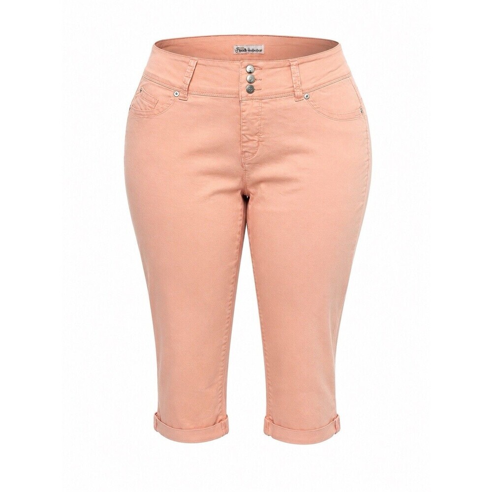 Royalty For Me Peach Capri Pants Women’s Size 16 Stretch Cuffed Cropped Jeans